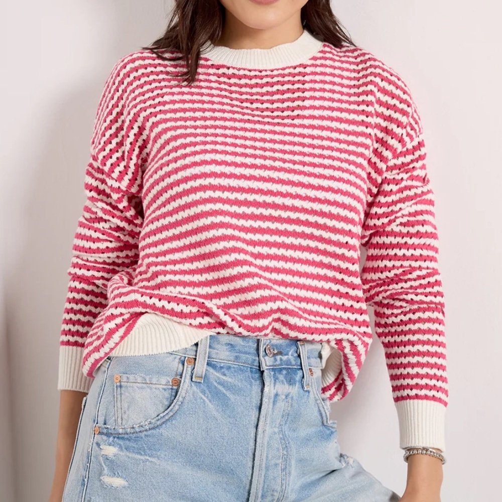 Spiritual Gangster pink and White Striped Sweater size small